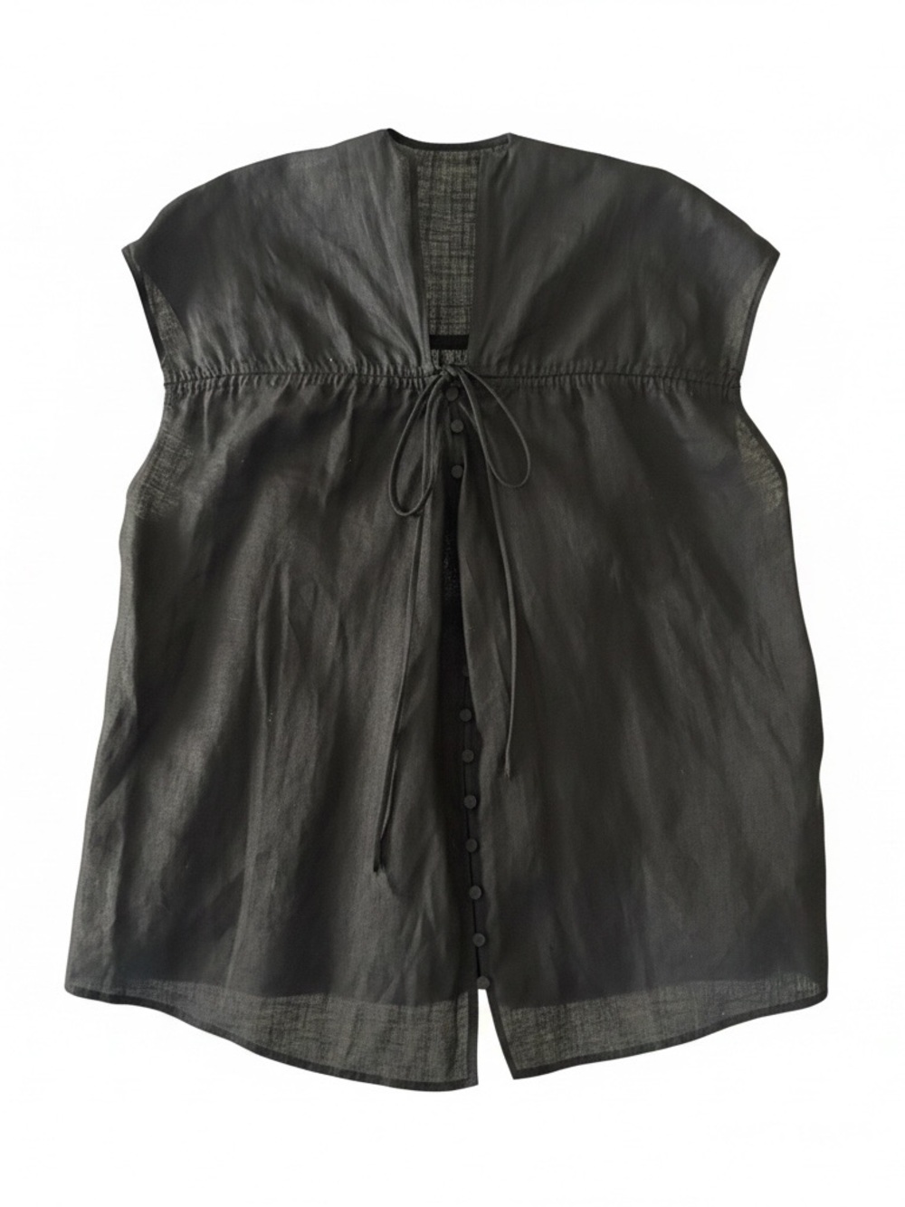 Banana Republic Black Sheer Button-Front Blouse